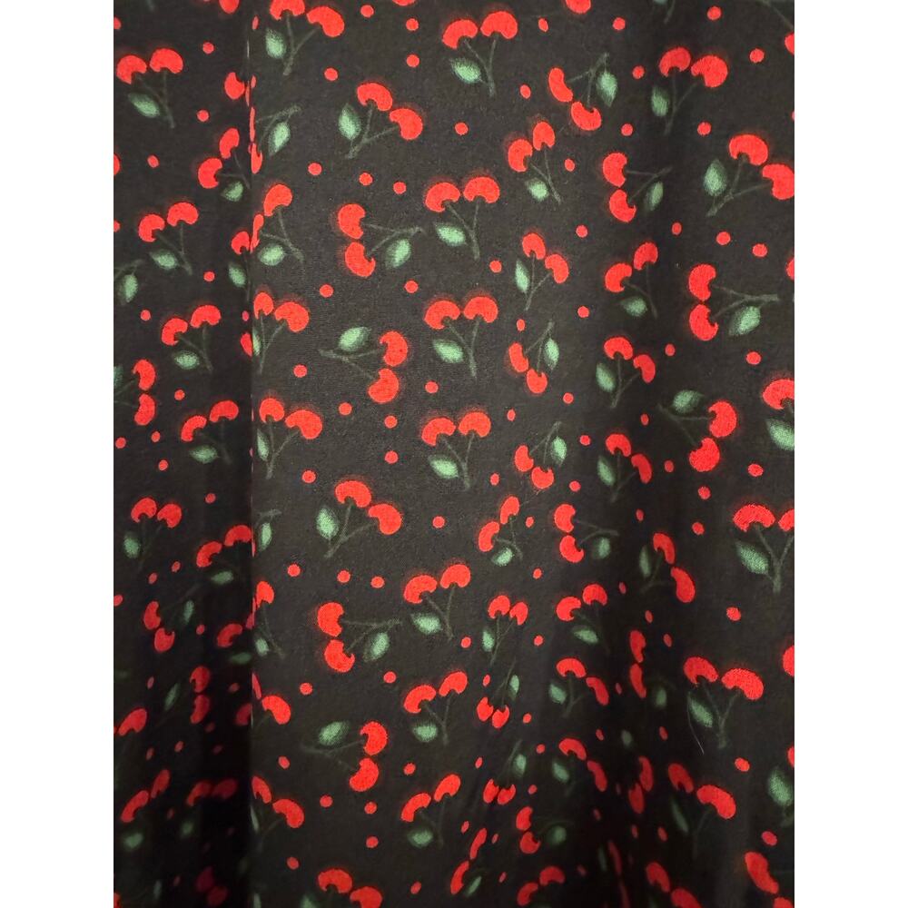 Tulip B Cherry Print Midi Skirt Small Black Red A-Line NWT Lined Retro - Picture 3 of 11